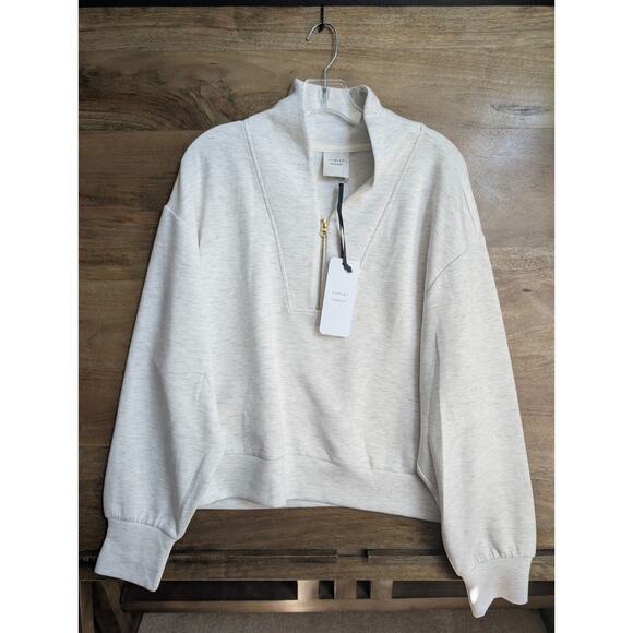Varley Davidson Sweatshirt Womens XL White Double Soft Lightweight Half Zip - Picture 1 of 5